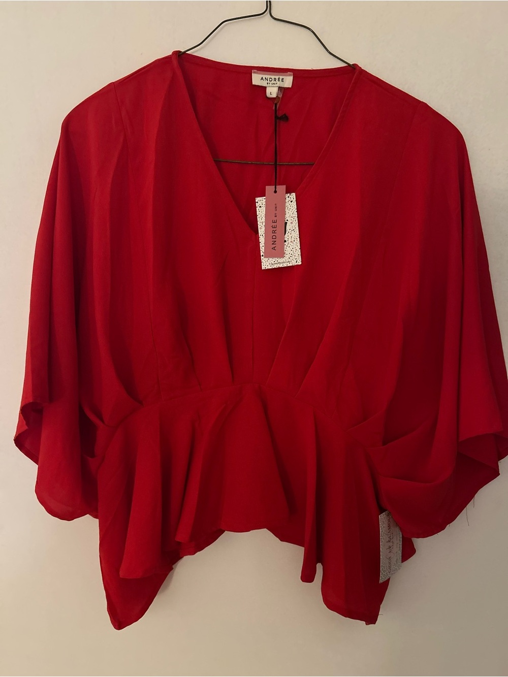 Andree Red V-Neck Peplum Blouse